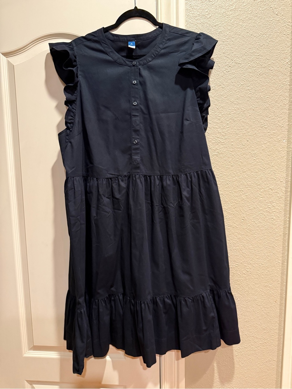 Old Navy Black Tiered Ruffle Sleeve Dress 100% Cotton Shirt